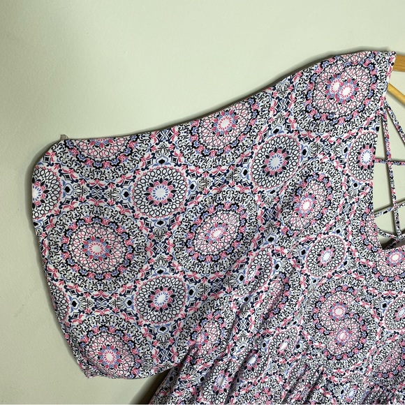 🌟NEW Torrid Ivory Pink Print Challis Strappy Back Skater Dress Plus Size 4X - Picture 6 of 12